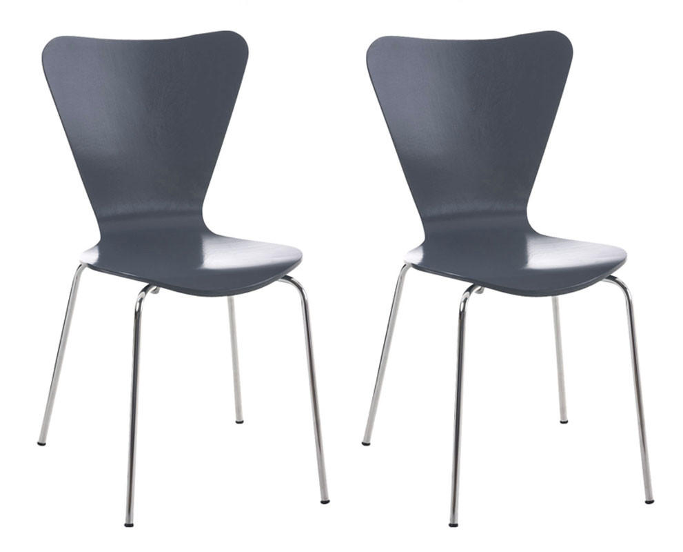 BESUCHERSTUHL 2 Holz Grau - Grau, Holz/Metall (45/85/49cm) - CLP