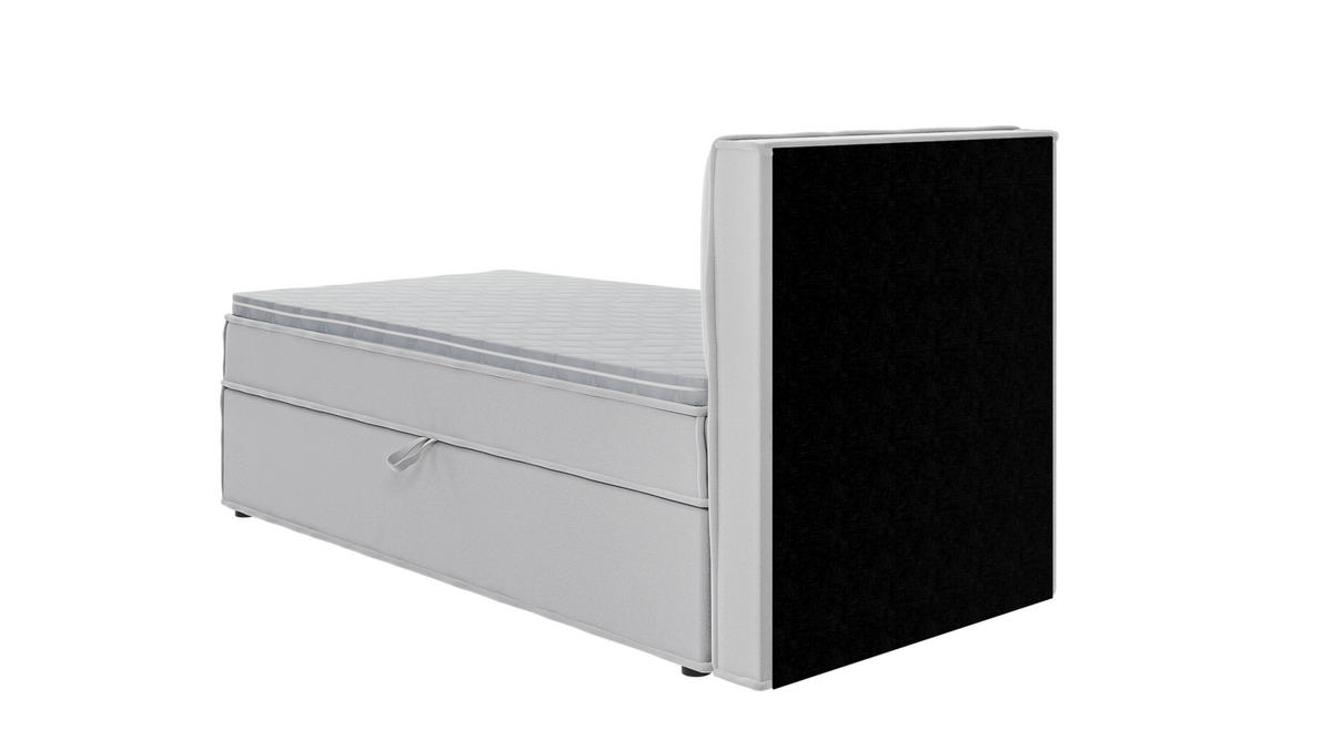 BOXBETT Eclipse 90/200 cm Silber Luxusmicrofaser - Silberfarben/Schwarz, Holz/Kunststoff (90/200cm) - S-Style Möbel