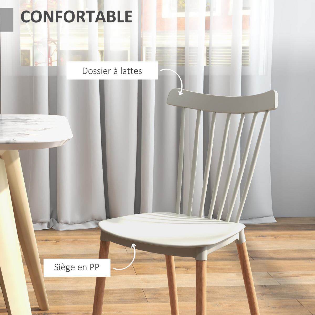 ESSZIMMERSTÜHLE 4er-Set DE-13215 Skandinavisch & hohe Rückenlehne Grau - Grau, Kunststoff (52.5/83/48cm) - ComfortXL