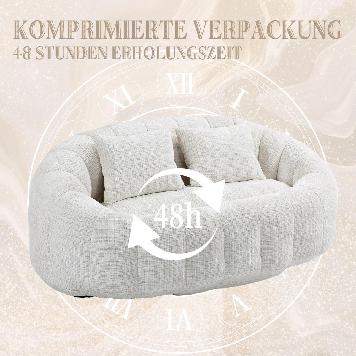 BEAN BAG SOFA – Komfortabler Lazy Lounger mit hochdichtem Memory - Beige, Textil (150/63/95cm) - Urban Meuble