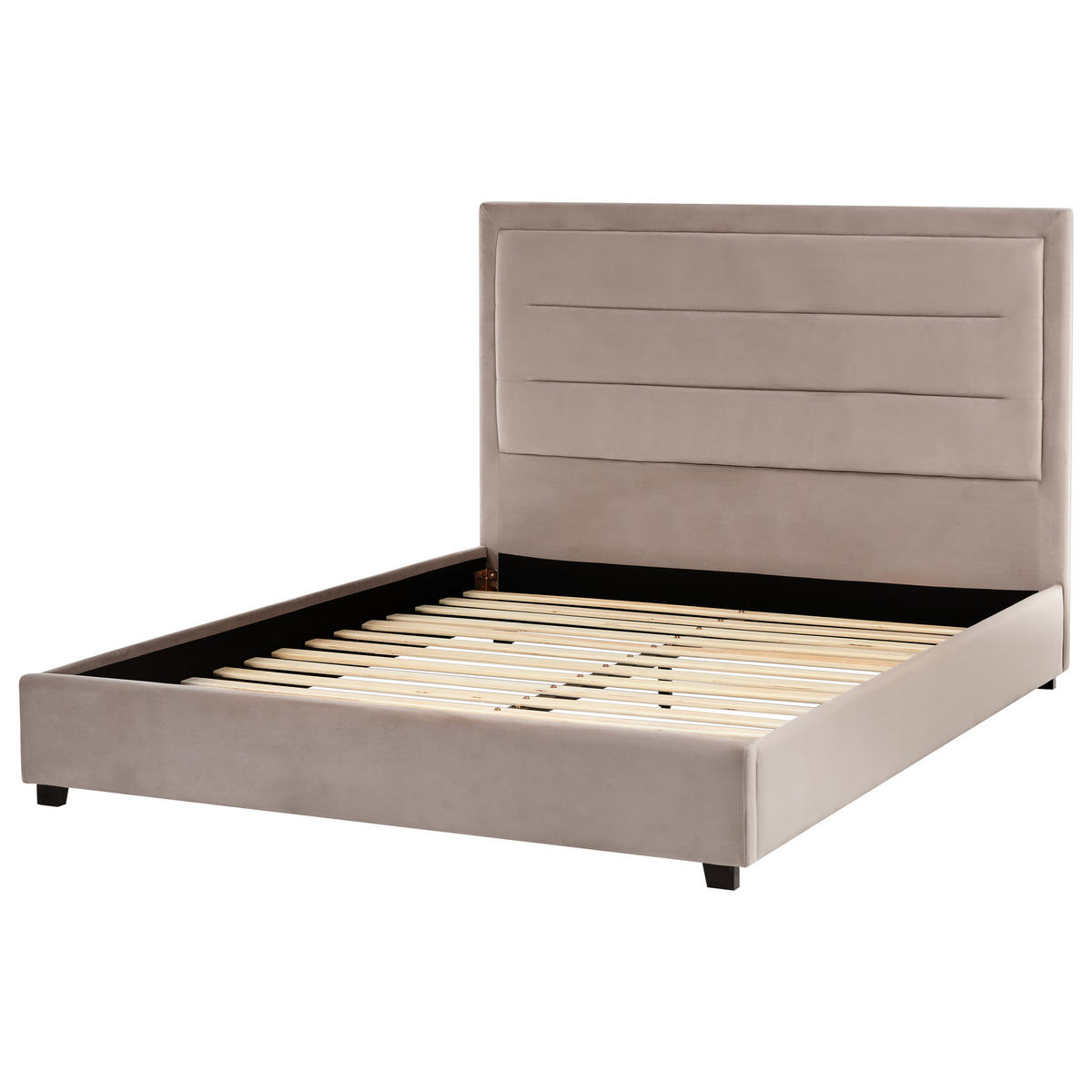 BETT mit Lattenrost 140/200 cm Taupe Rouen - Taupe/Schwarz, Textil (140/200cm) - Beliani