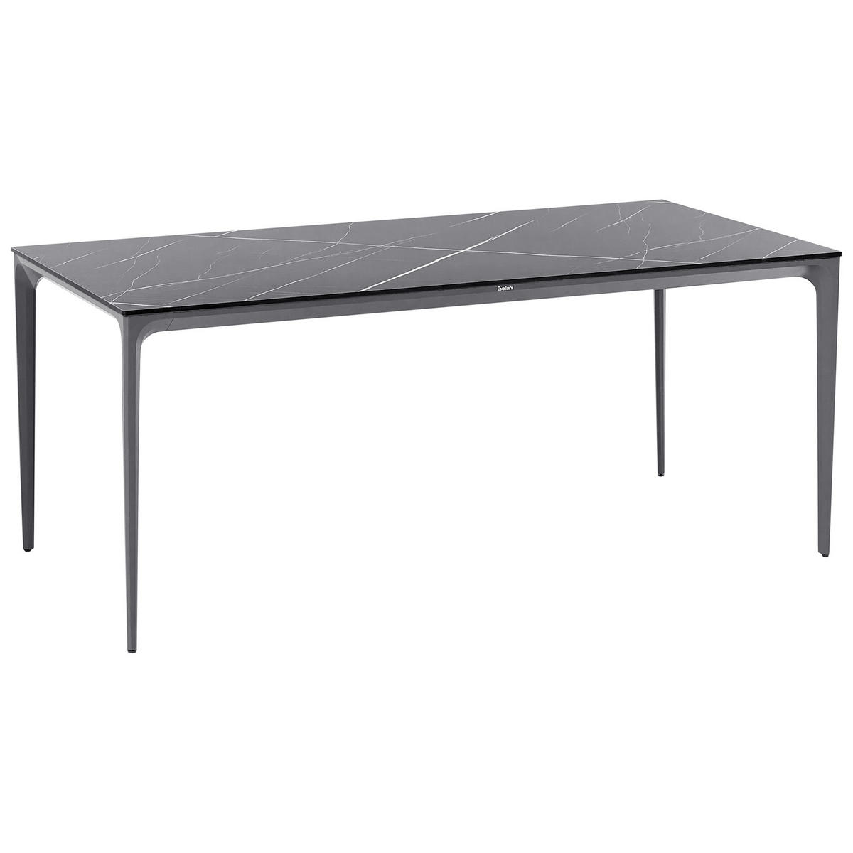 GARTENTISCH 180/90 cm Marmor Optik Schwarzer Marmor Sovareto - Dunkelgrau, Kunststoff (180/90/75cm) - Beliani
