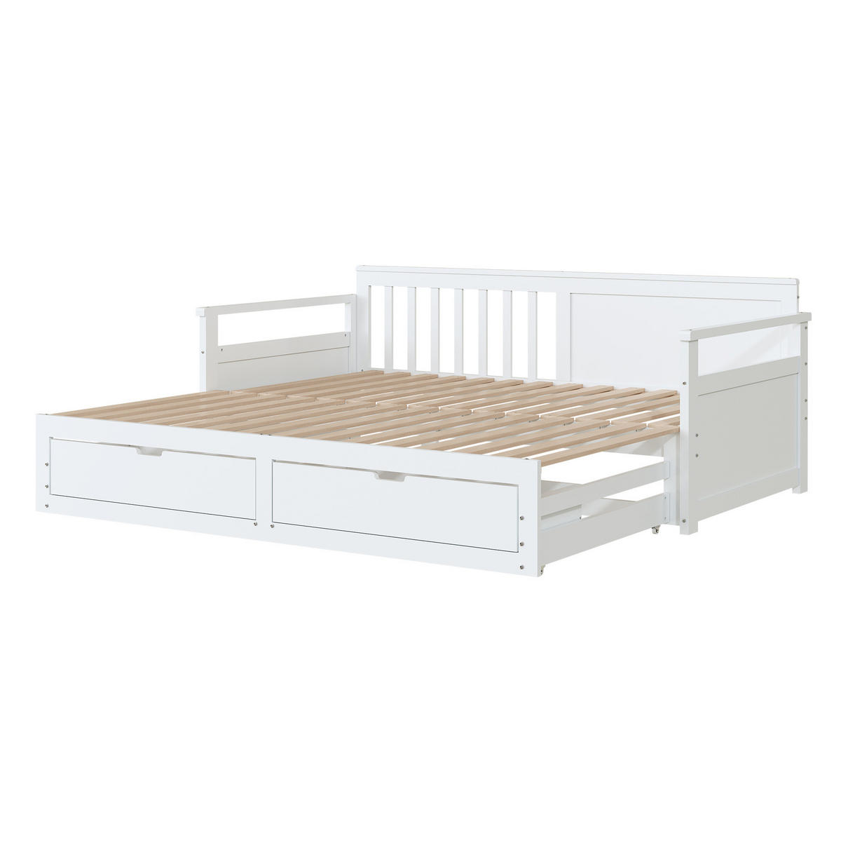 TAGESBETT aus Kiefernholz 90x190/180x190 cm Weiß mit Ausziehbett und Schubladen, platzsparend - Weiß, Holzwerkstoff (180/190cm) - Modfu