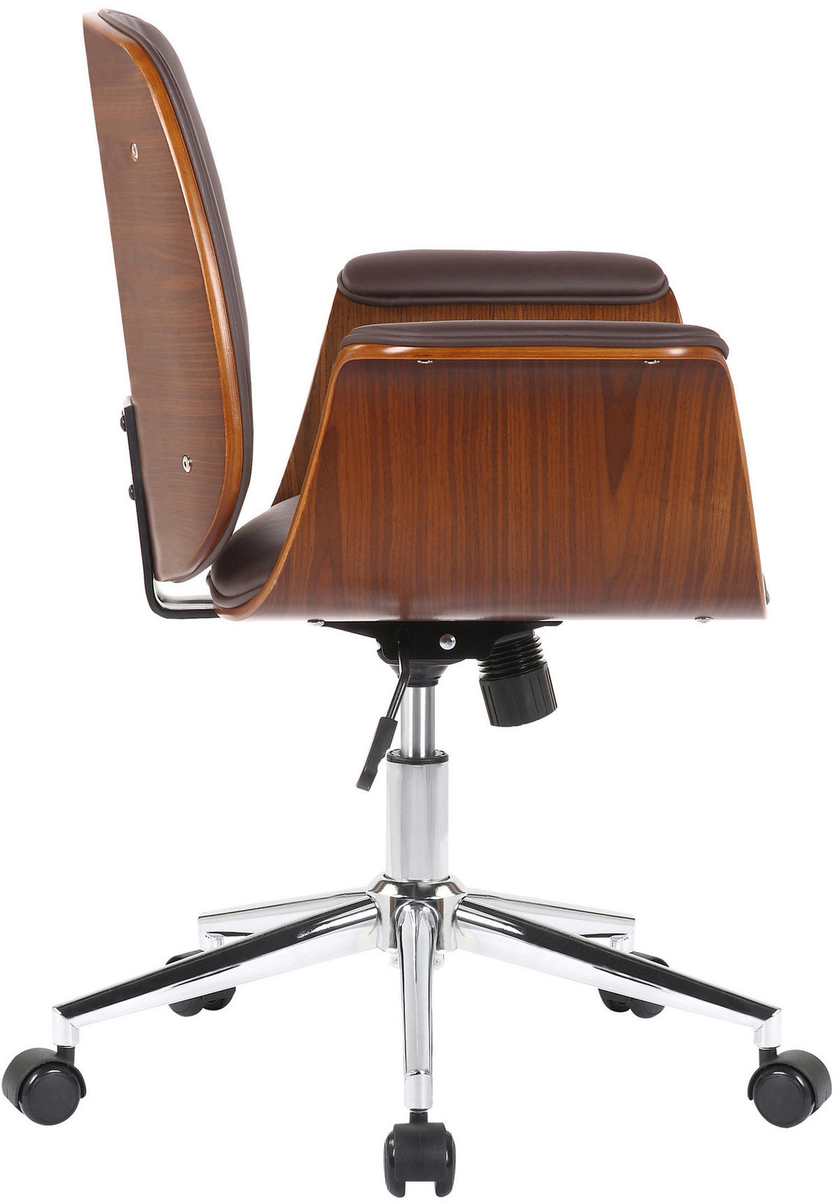 BÜROSTUHL Keegan, Kunstleder Walnuss/Braun - Braun, Textil/Metall (69/90/62cm) - TPFLiving