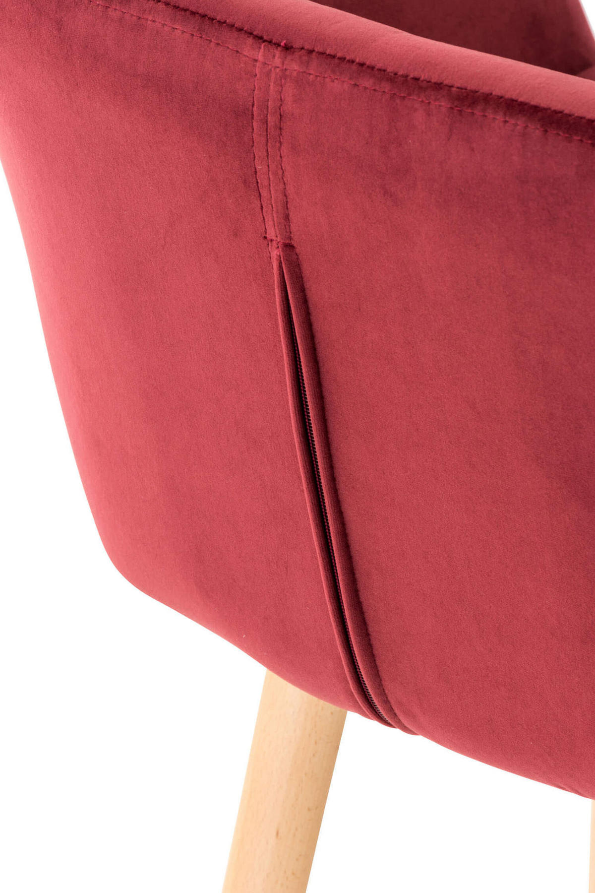 BARHOCKER Grande, 2er Set, Gestell Holz, Samt Rot - Rot/Braun, Holz/Textil (55/99/46cm) - TPFLiving