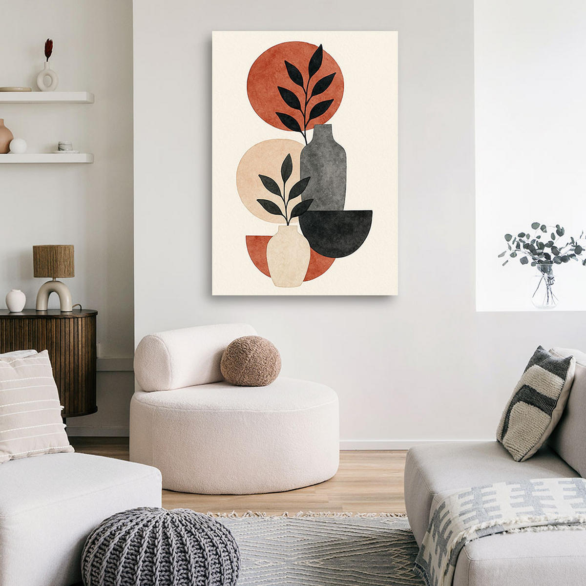 LEINWANDBILD Abstraktion 80x120cm - Beige, Textil (80/120cm) - Feeby