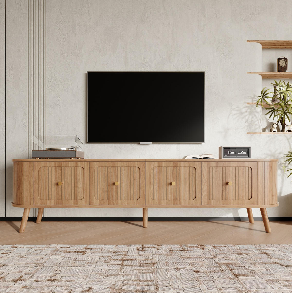 LOWBOARD 180/38/47 cm aus MDF und Holzwerkstoff mit Klapptüren Eichenfarben - Braun, Holzwerkstoff (180/47/38cm) - Modenvie