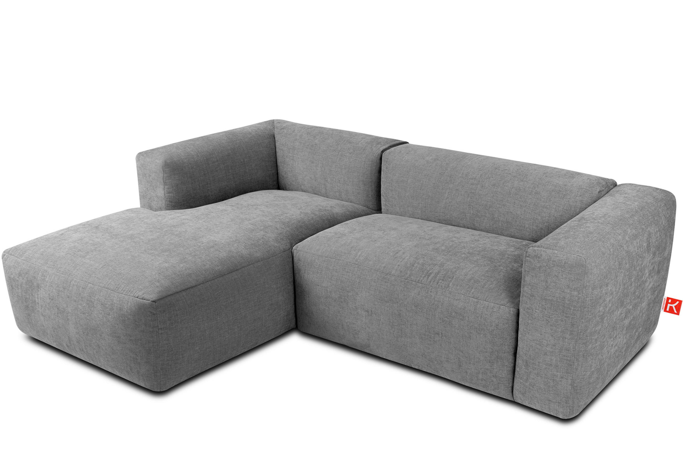 ECKMODULSOFA-LINKS BUFFO 3/4 Sitzer mit extrem weicher Sitzfläche, Gewebestoff, hell aschfahl - Hellgrau, Textil (237/180cm) - KONSIMO®