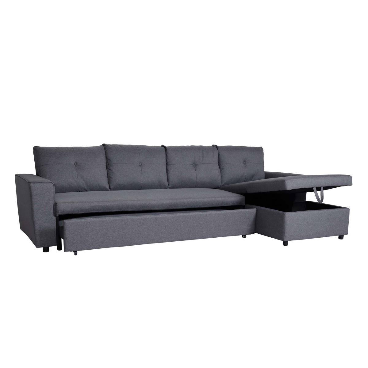 ECKSOFA MIT BETTKASTEN Grau - Grau, Textil (290/150cm) - MCW