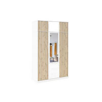 DREHTÜRENSCHRANK LABOO LUX 149/200/58 cm in Weiß mit Lamellen und Aufsatz - Weiß, Holzwerkstoff (149/245/58cm) - Deine Möbel 24