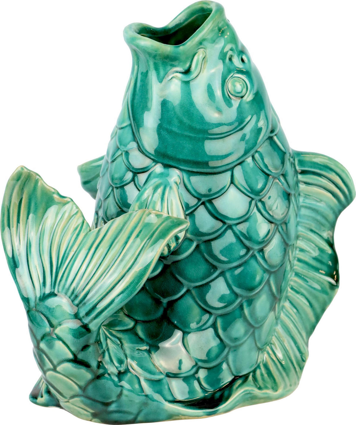 VASE Lucky Fish grün - Grün, Keramik (30cm) - FURNARO