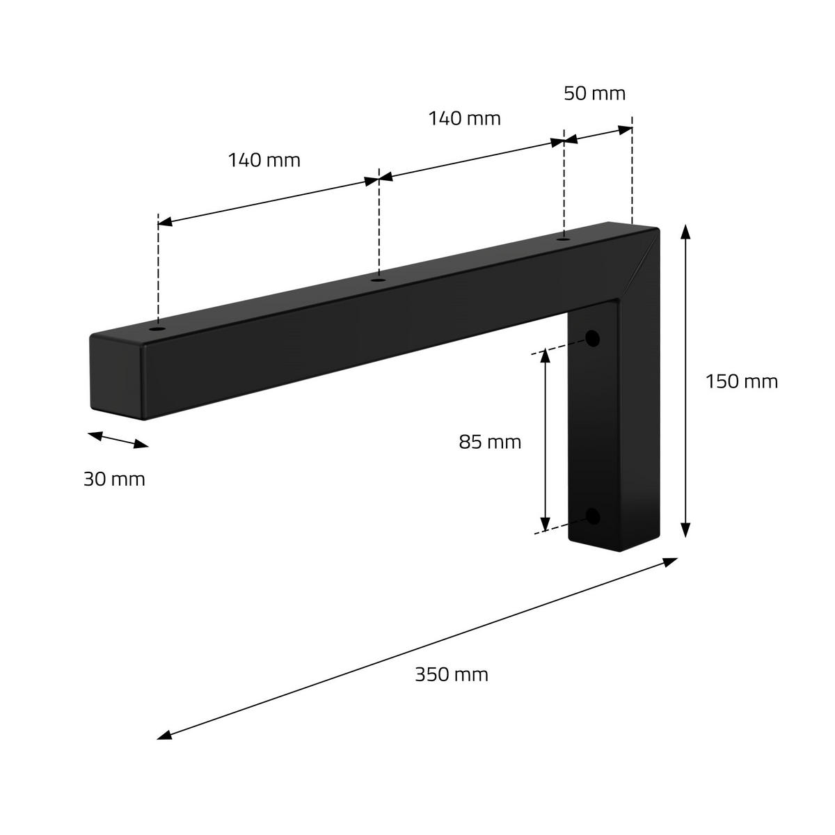 REGALHALTERUNG 2er Set - Schwarz, Metall (15/3/35cm) - ML-DESIGN