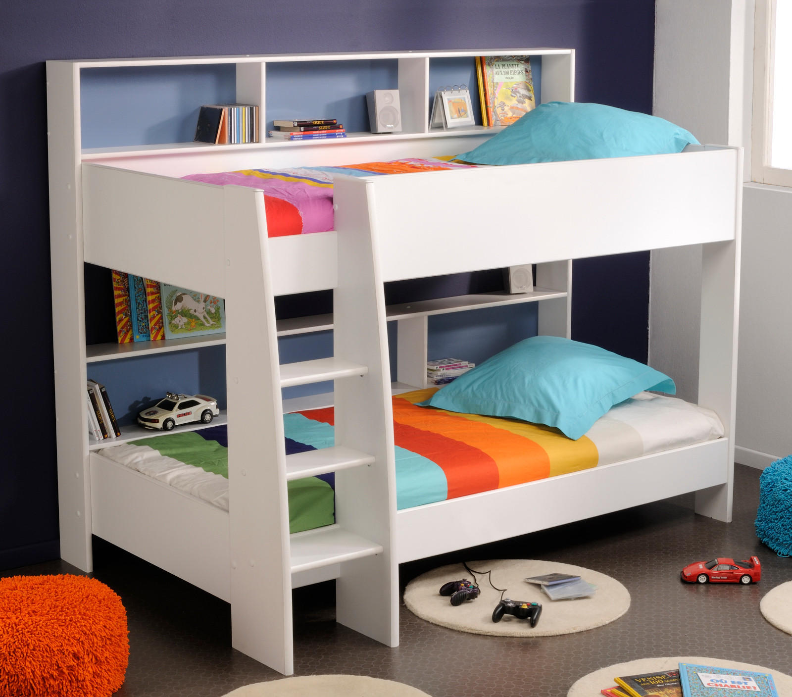 ETAGENBETT Jugendzimmer 2x Bett 90 x 200 cm Lattenrost - Weiß, Holzwerkstoff (90/200cm) - Parisot Meuble