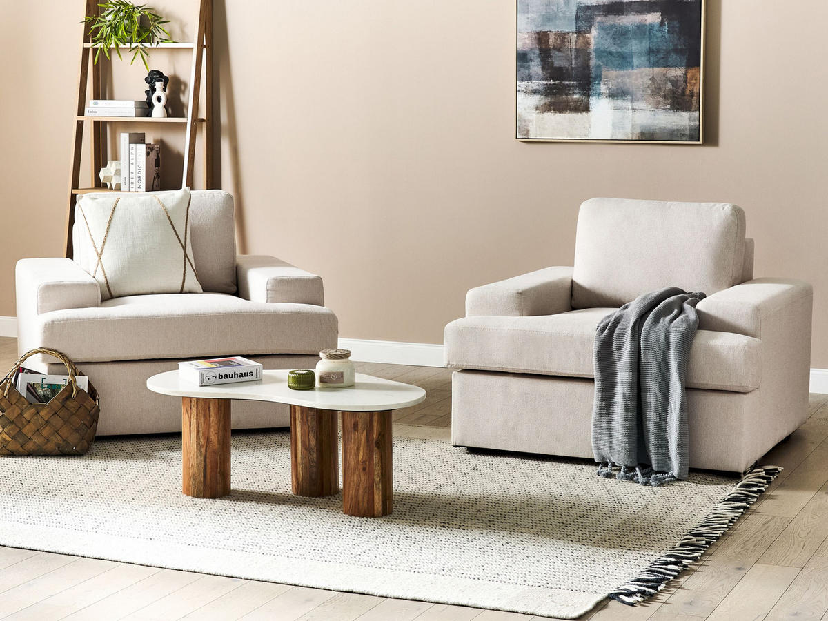 SESSEL 2er-Set hellbeige Alla - Beige, Textil (108/85/103cm) - Beliani