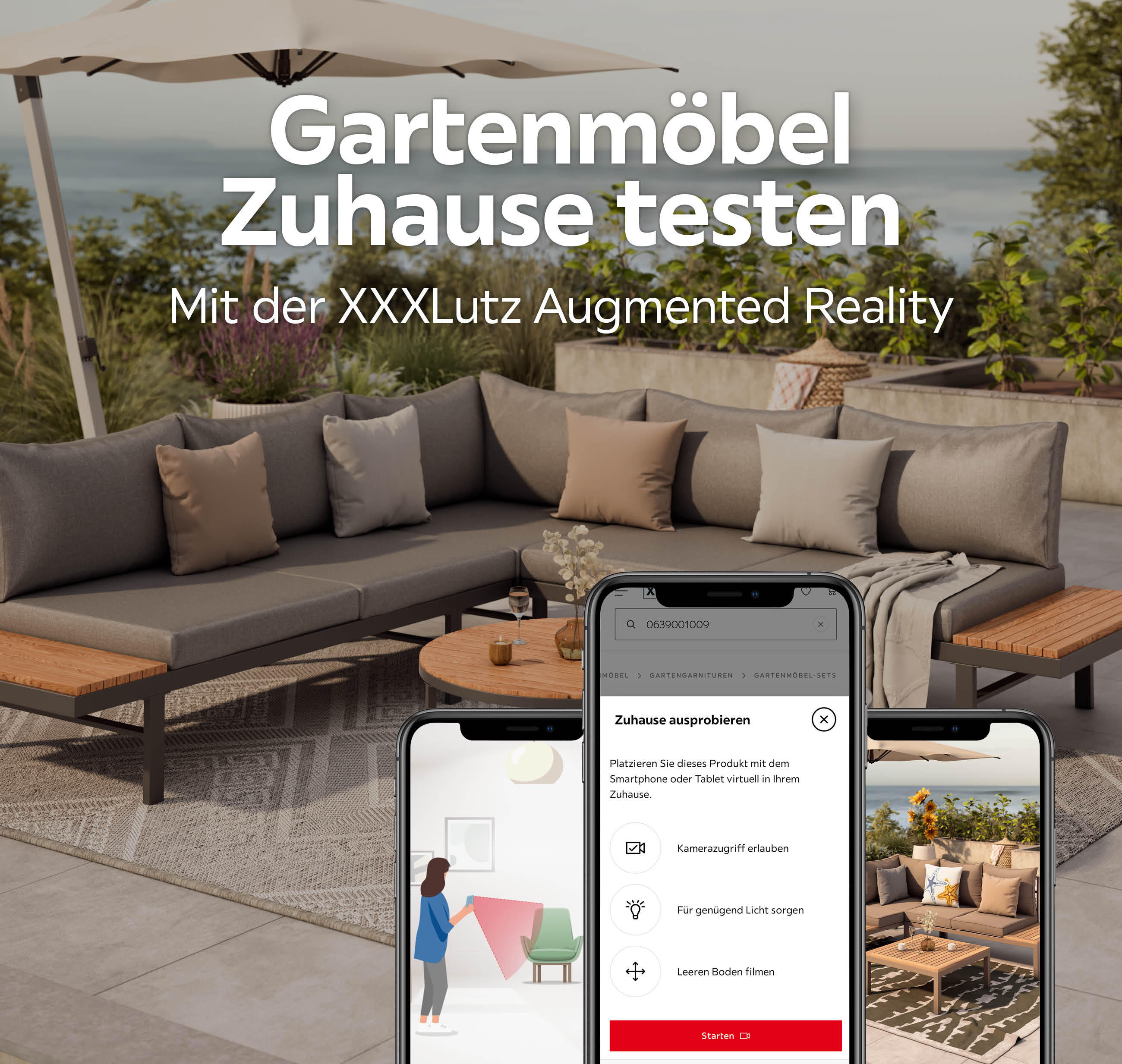 Gartenmöbel Zuhause testen. Mit der XXXLutz Augmented Reality