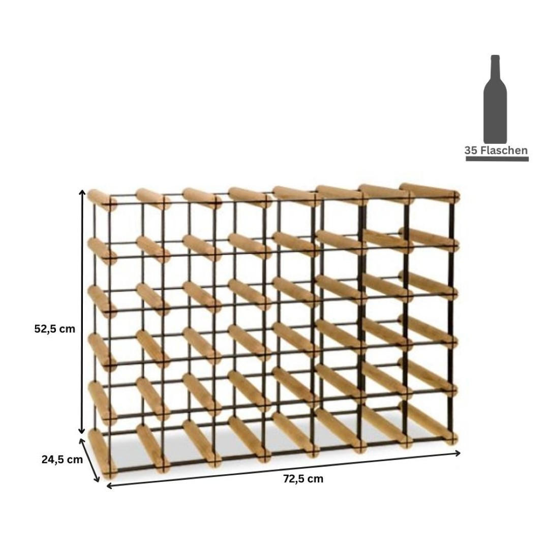 WEINREGAL Vinotega Mod Metal 52,5x72,5x24,5 cm 7x5 Flaschen Massives Kiefernholz Natur - Naturfarben, Holz (72.5/52.5/24.5cm) - PROREGAL