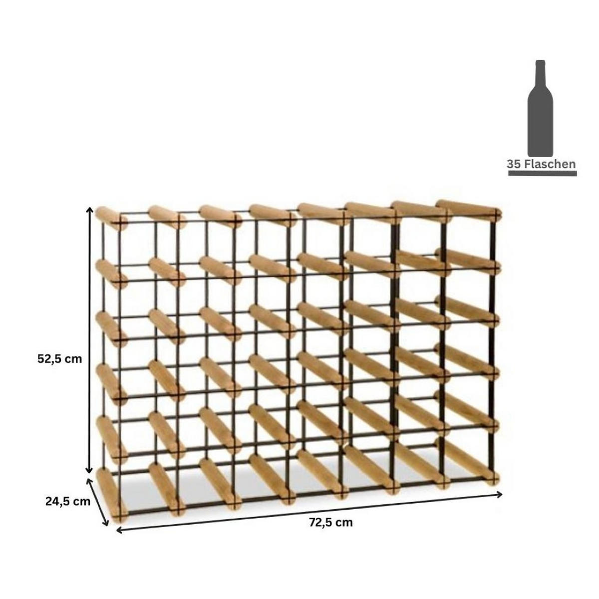 WEINREGAL Vinotega Mod Metal 52,5x72,5x24,5 cm 7x5 Flaschen Massives Kiefernholz Natur - Naturfarben, Holz (72.5/52.5/24.5cm) - PROREGAL
