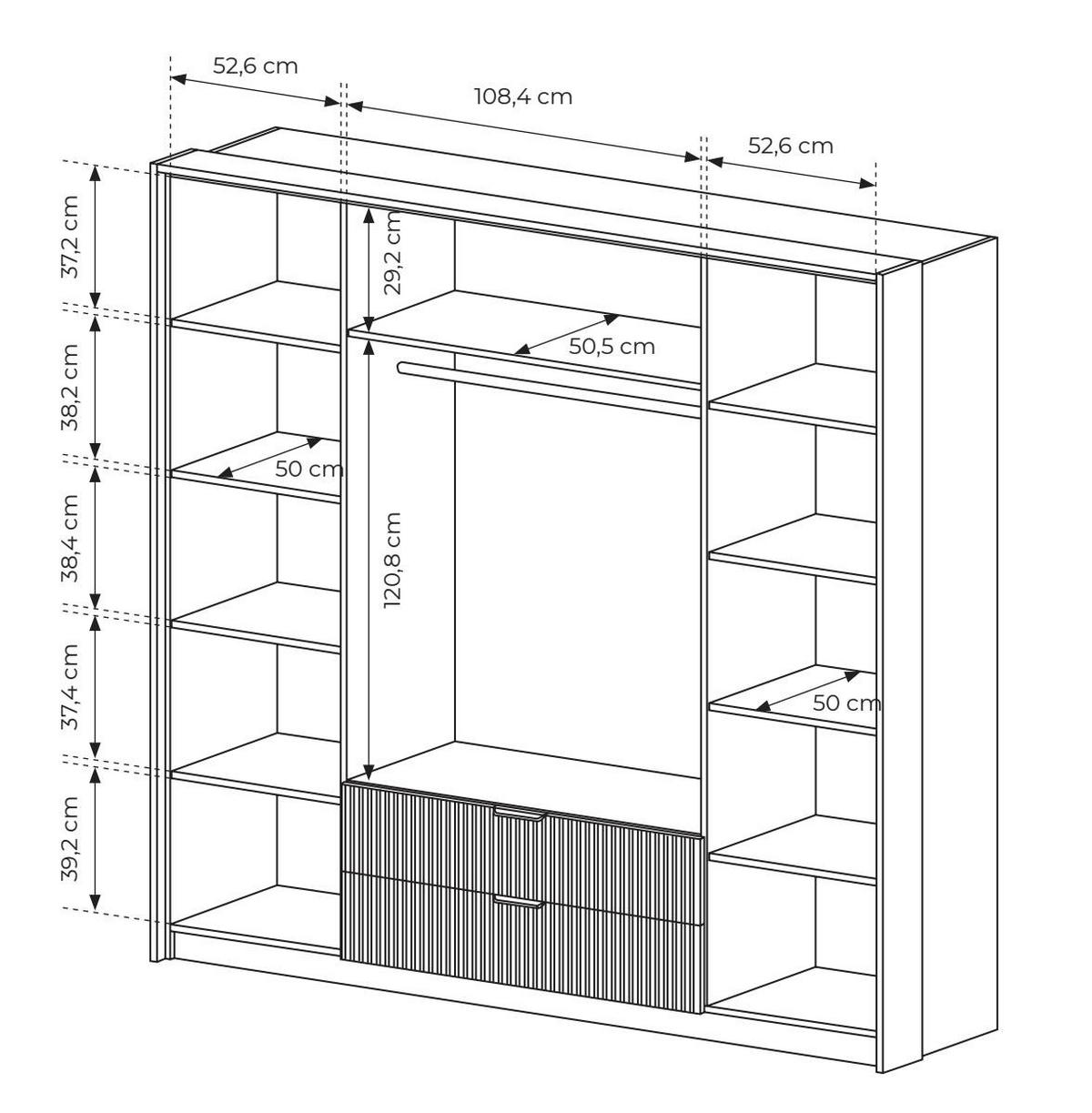 KLEIDERSCHRANK BALTIC Beige 224x59x210 cm - Beige, Holzwerkstoff (224/210/59cm) - FURNLUX