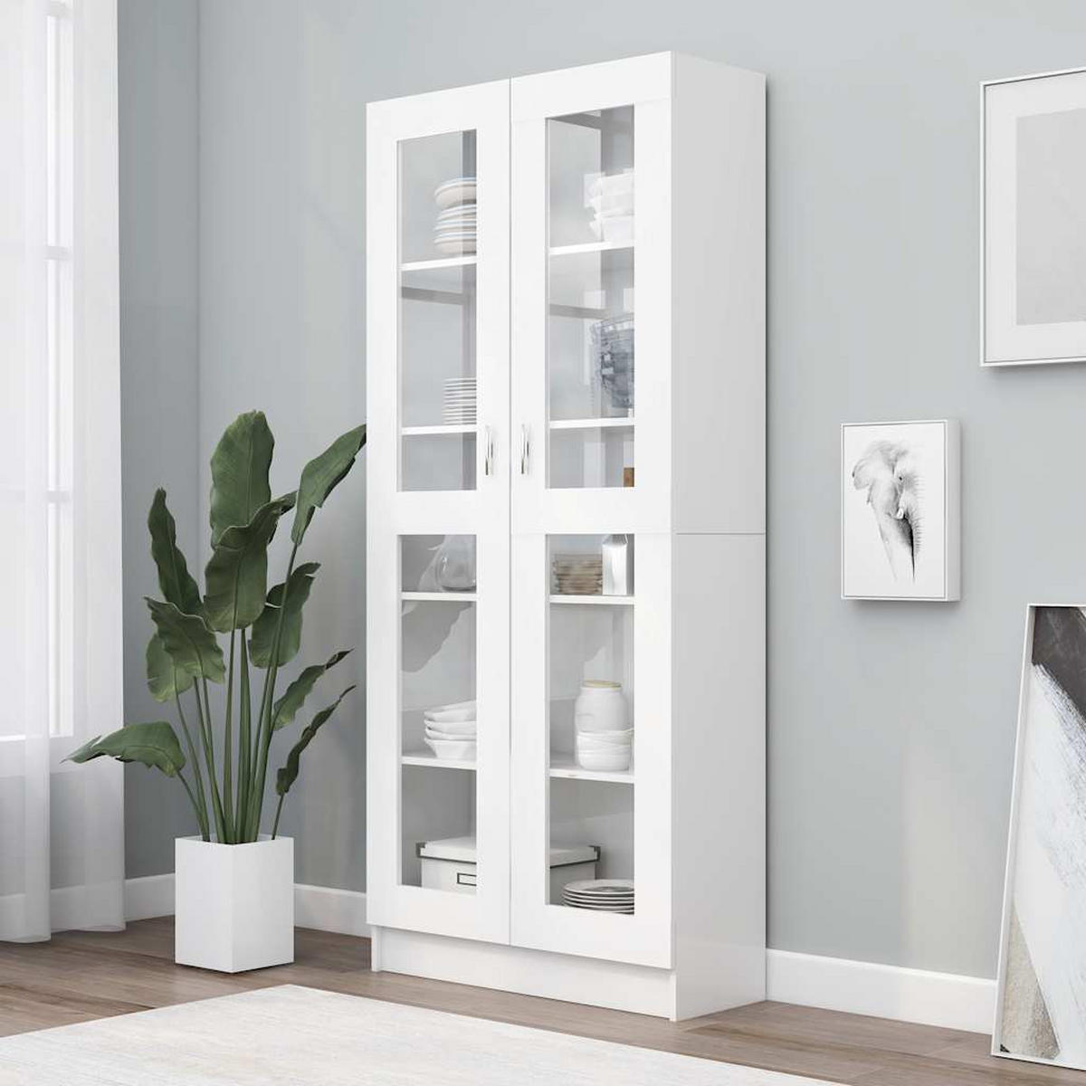 VITRINENSCHRANK Weiss 82,5/30,5/185 Cm Holzwerkstoff - Weiß, Holzwerkstoff (30.5/185/82.5cm) - vidaXL