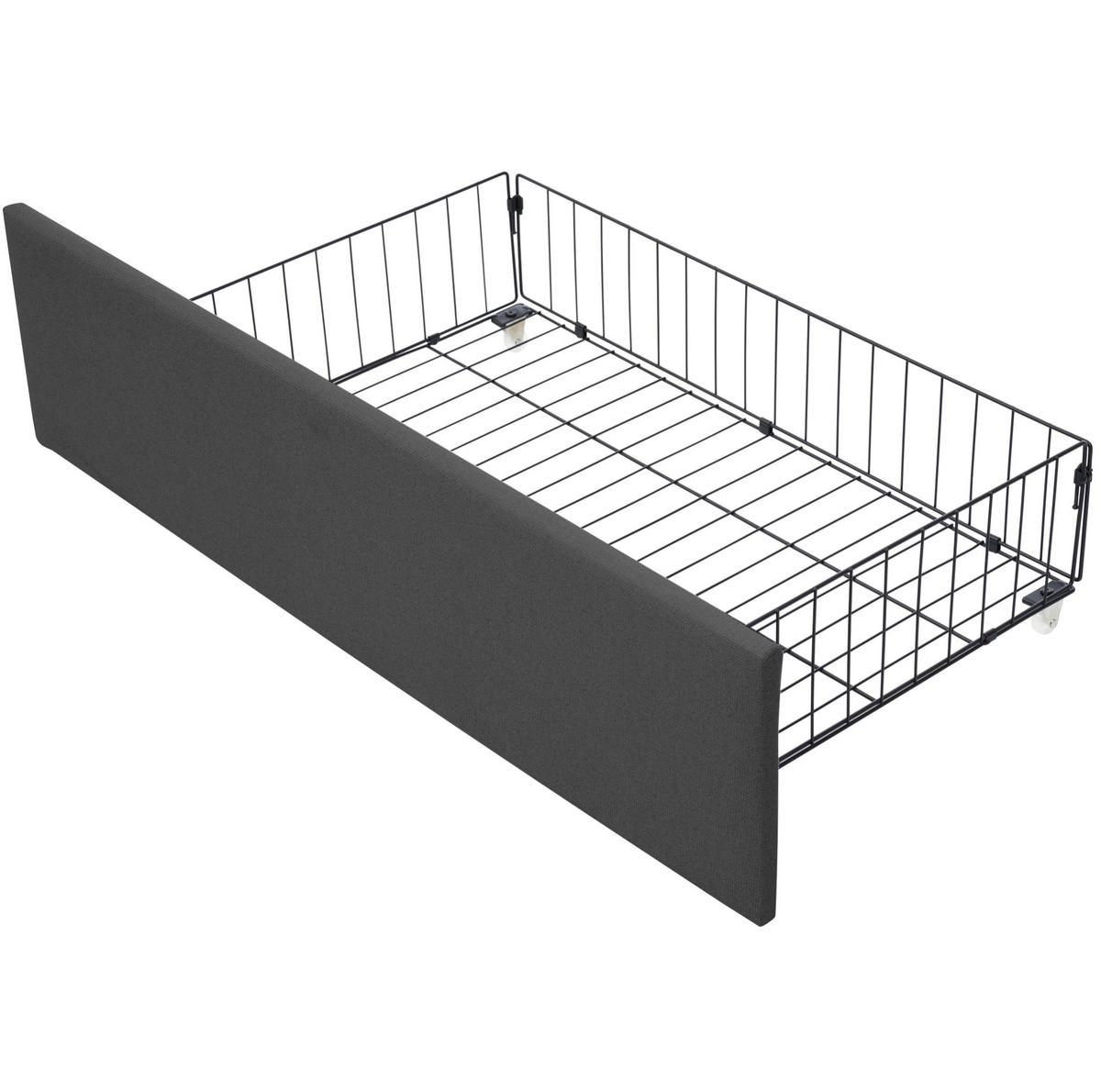 POLSTERBETT 90/200 cm grau aus Holz mit USB, LED und 2 Schubladen - Grau, Holzwerkstoff (90/200cm) - OKWISH