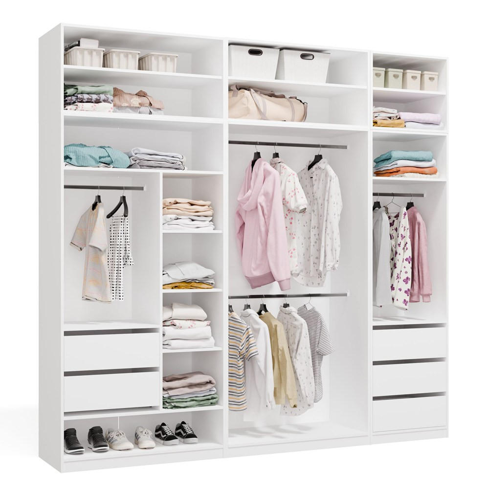 GARDEROBSSKÅP Vit 260/250/50 - Vit, Träbaserade material (260/250/50cm) - RAUMHIRSCH FURNITURE