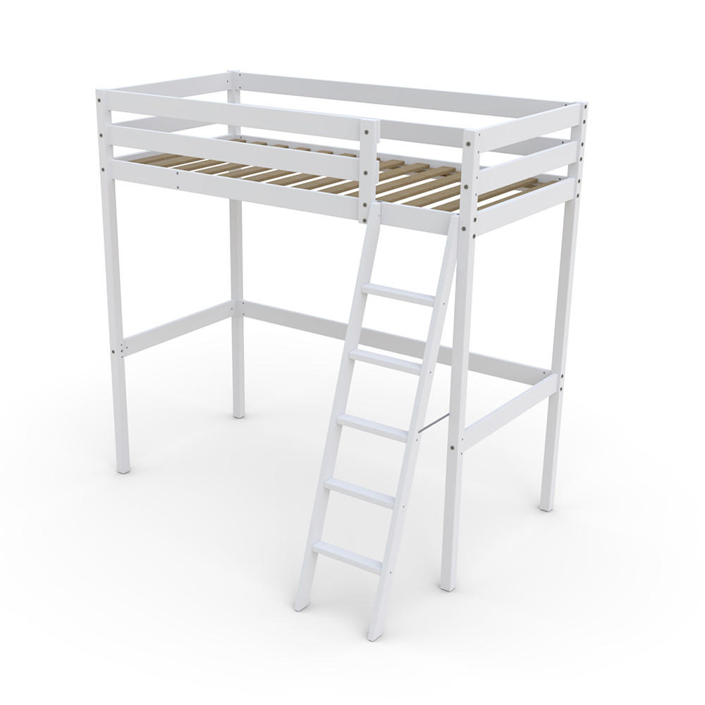 HOCHBETT STUDIO mit Lattenrost/ Hochbett 90x190 - Weiß - Weiß, Holz (90/190cm) - Weber Industries