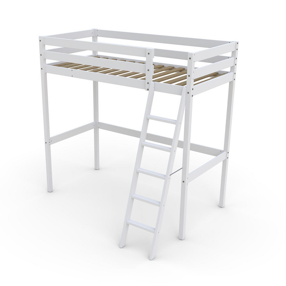 HOCHBETT STUDIO mit Lattenrost/ Hochbett 90x190 - Weiß - Weiß, Holz (90/190cm) - Weber Industries