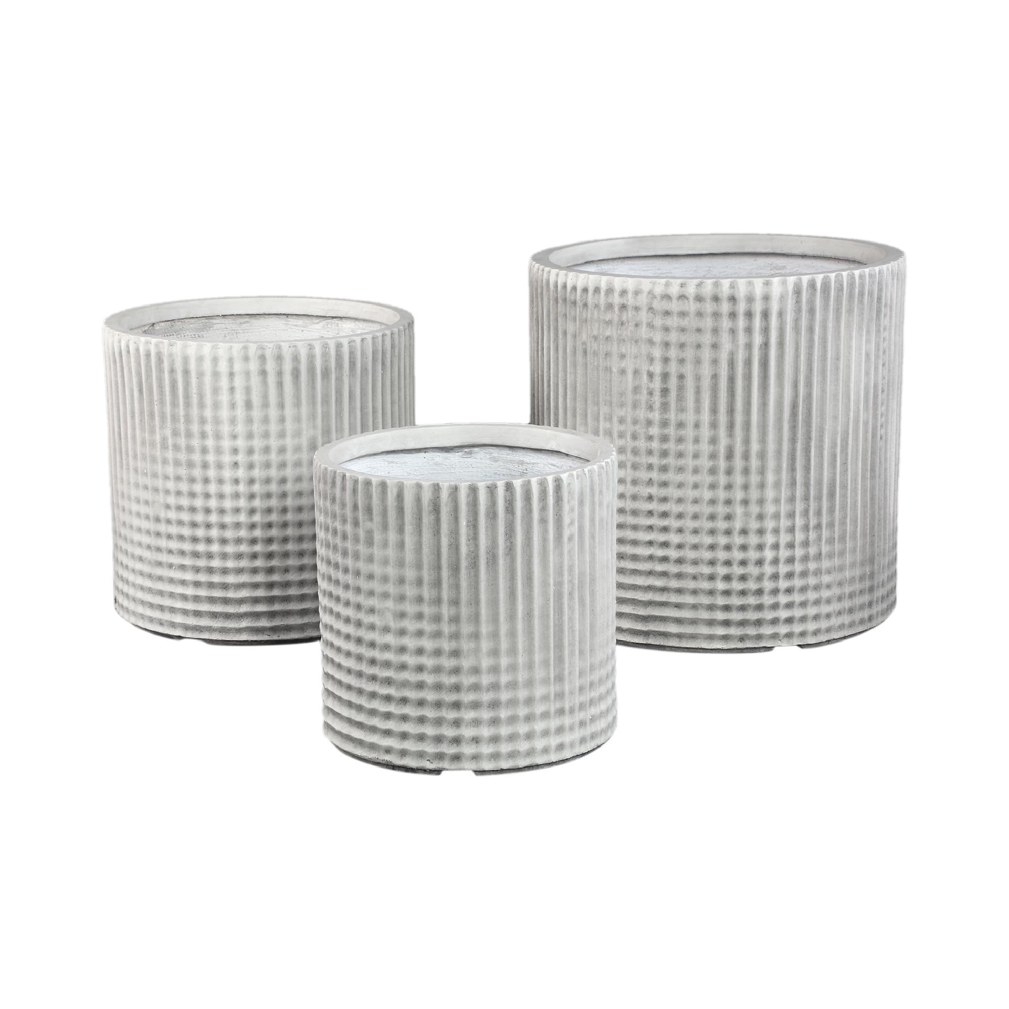 TOPF Paizlie Weiß 44.5/44.5/43.5cm 3er-Set - Weiß, Kunststoff (43.5cm) - PTMD Collection