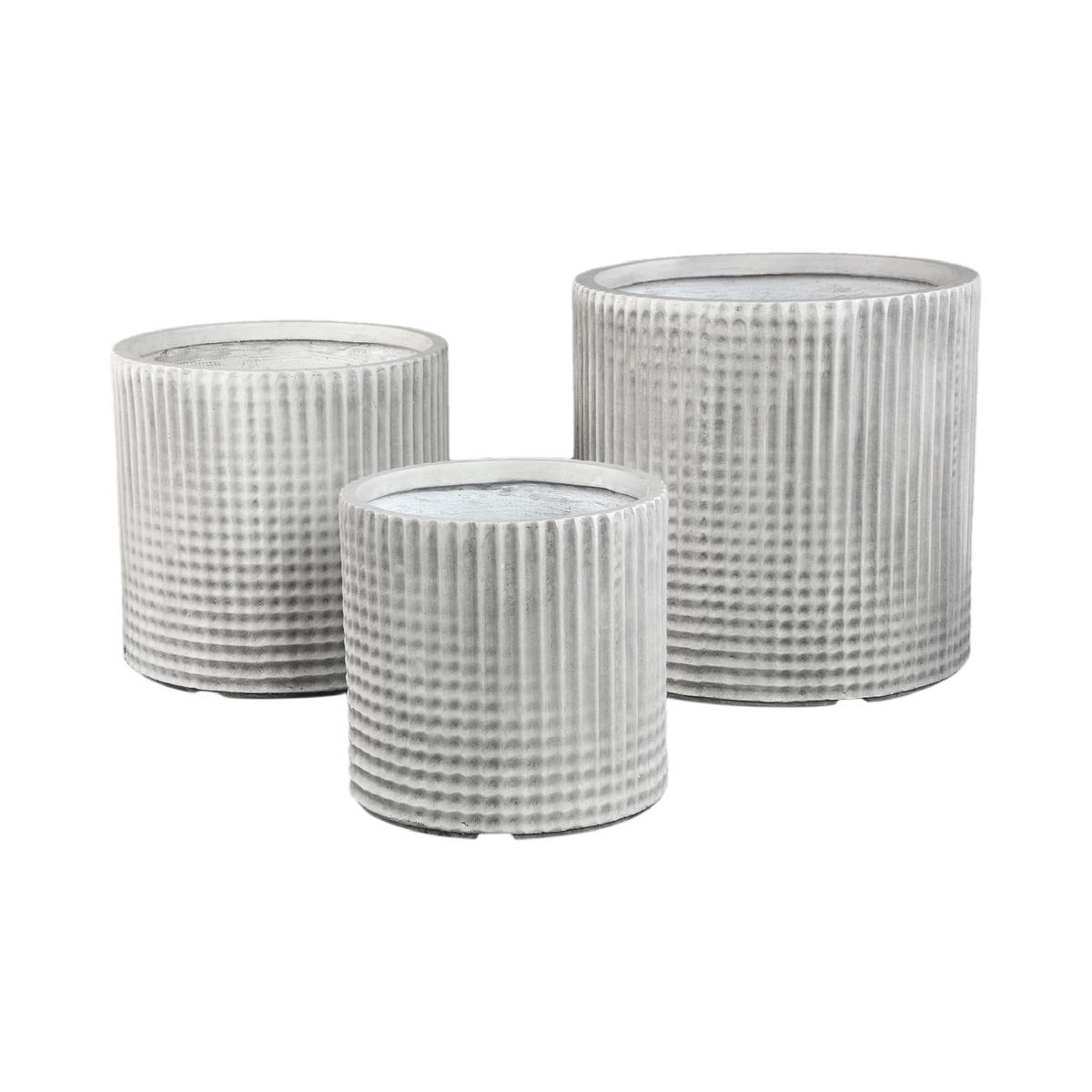 TOPF Paizlie Weiß 44.5/44.5/43.5cm 3er-Set - Weiß, Kunststoff (43.5cm) - PTMD Collection