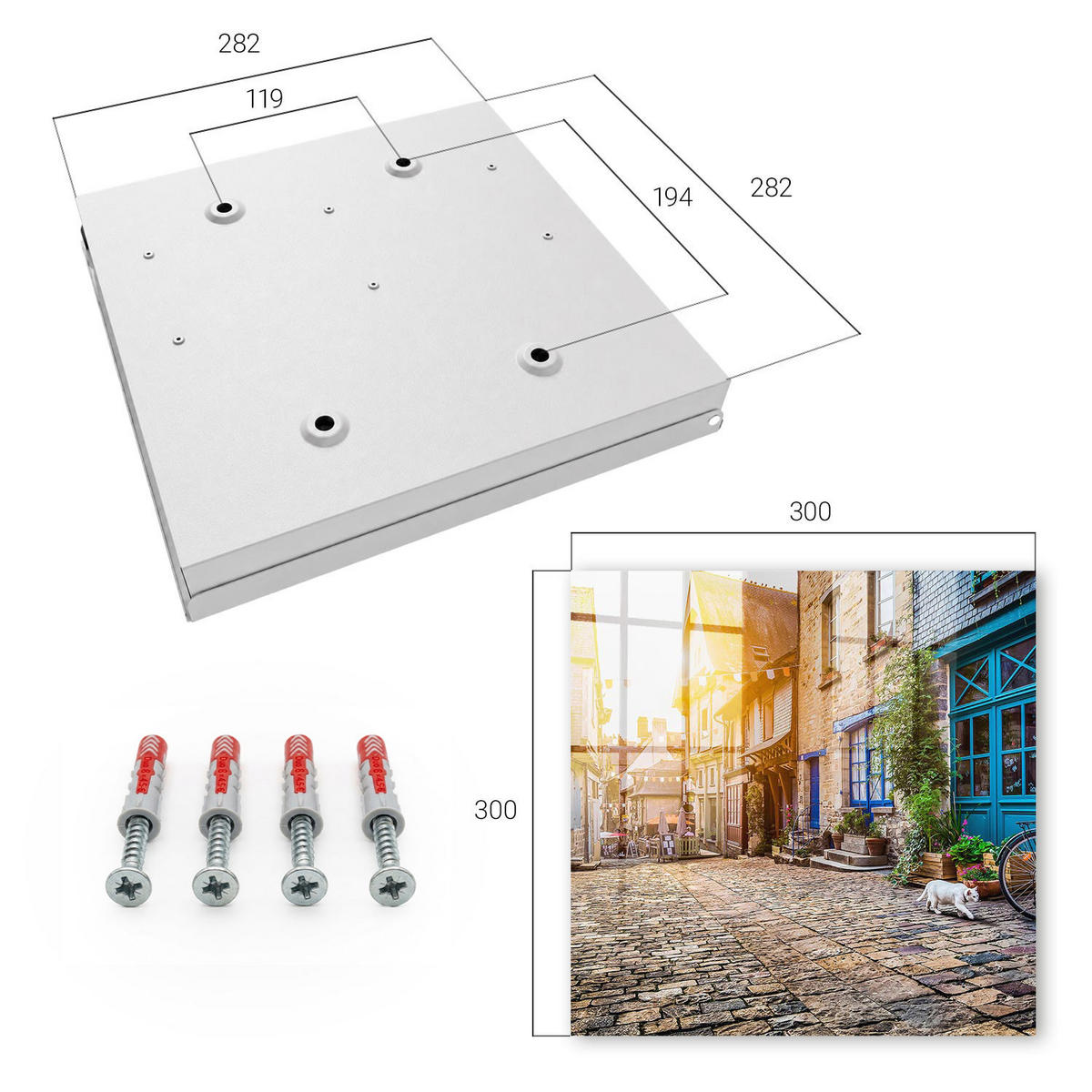 SCHLÜSSELBOX Weiß 30x30 cm – Türöffnung nach rechts - Stadtfrieden - Beige, Metall (30/30/5cm) - TULUP