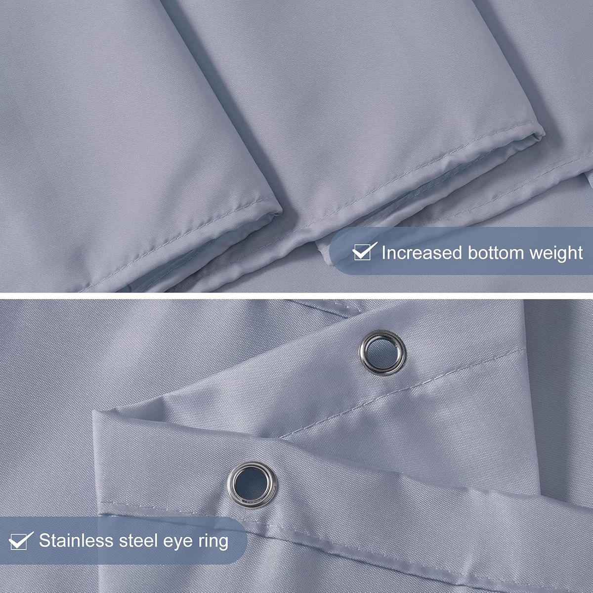 DUSCHVORHANG fürs Badezimmer Stoff wasserdicht schimmelresistent Set Blau Grau mit Haken Kunststoff - Grau, Textil (200/180cm) - MCBOSON