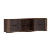 WANDREGAL Indianapolis I-21 mit Glastür 138 x 40 x 30 cm Esche dunkel - Dunkelbraun, Holzwerkstoff/Metall (138/40/30cm) - Koseto