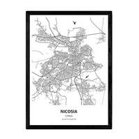 POSTER Karte Von Nikosia - Zypern A3 Rahmenlos - Klar, Papier (29.7/5/42cm) - Nacnic