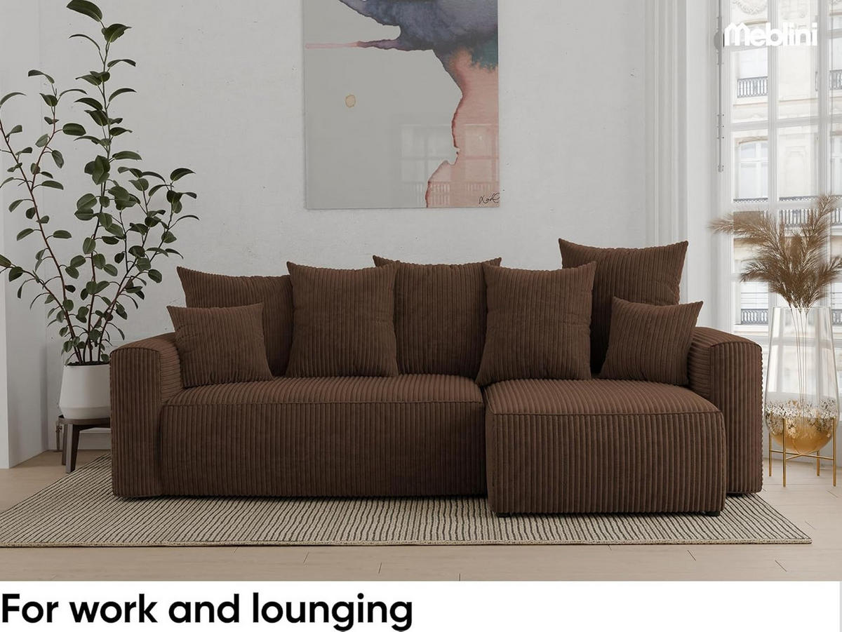 ECKSOFA SOLARIS L - Blau/Dunkelbraun, Holzwerkstoff (238/142cm) - Meblini