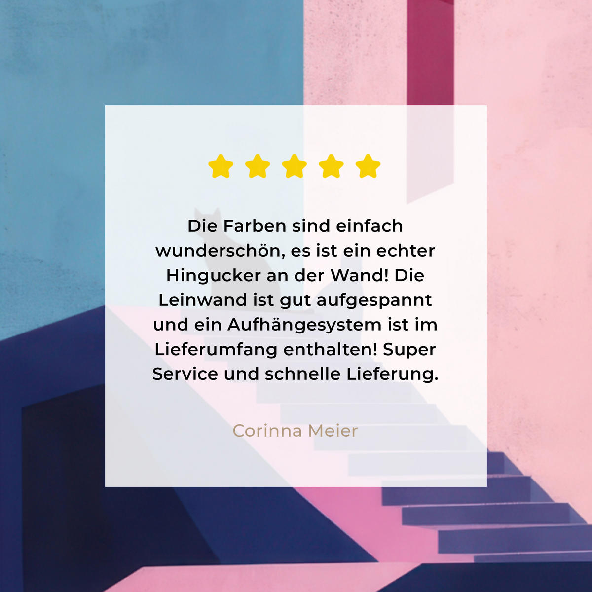 LEINWANDBILD Katze - Treppe - Gebäude - Schattenkontraste Wandbilder 80x60 cm - Dunkelblau, Textil (80/60cm) - MuchoWow