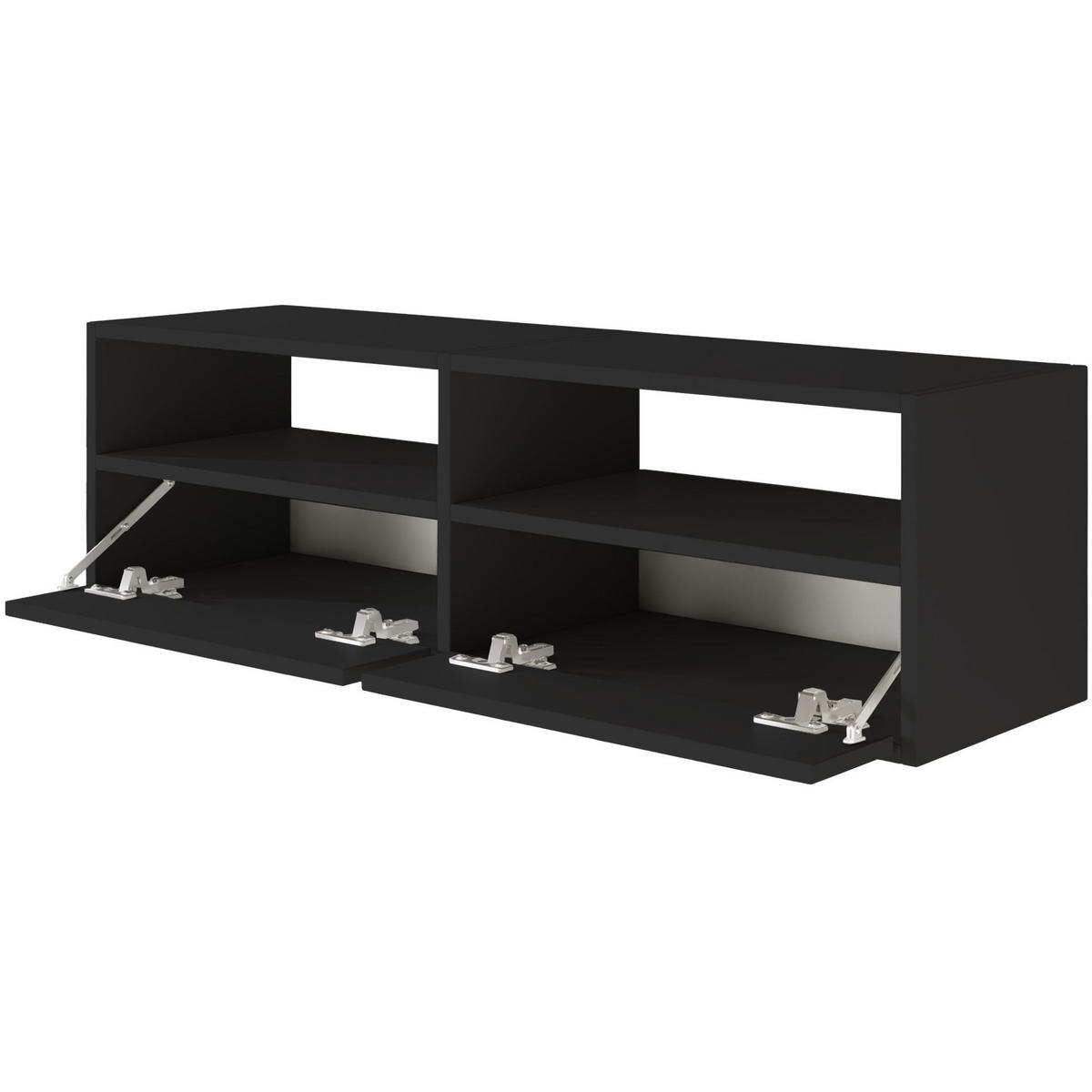 TV-LOWBOARD hängend, 2 Klappen und Ablagen, Schwarz, 100 cm - Schwarz, Holzwerkstoff (100.6/30/30cm) - Selsey