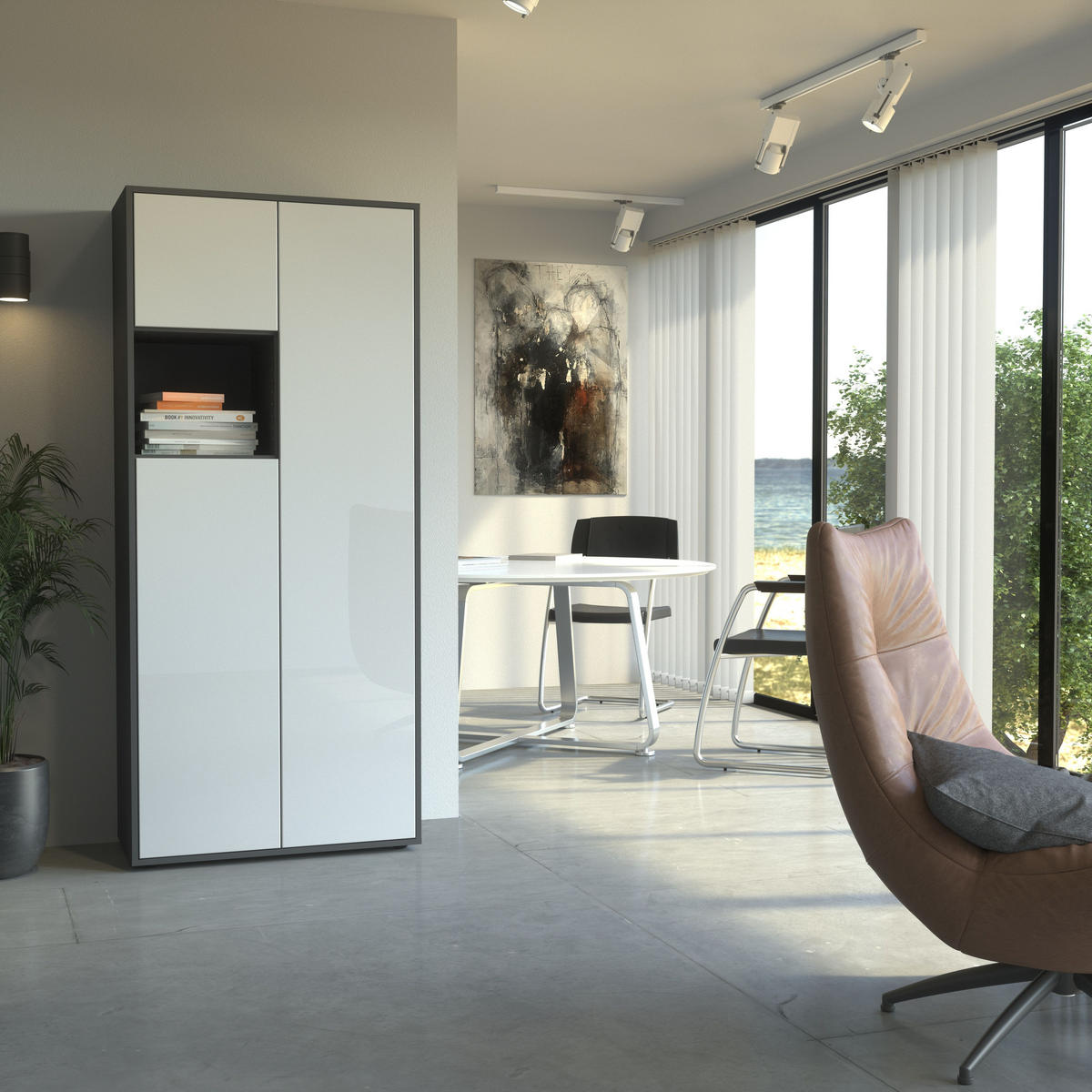 AKTENSCHRANK Amira T10 Weiß Hochglanz 180/80/40 cm - Weiß Hochglanz, Holzwerkstoff (80/180/40cm) - SIMPLYFURN
