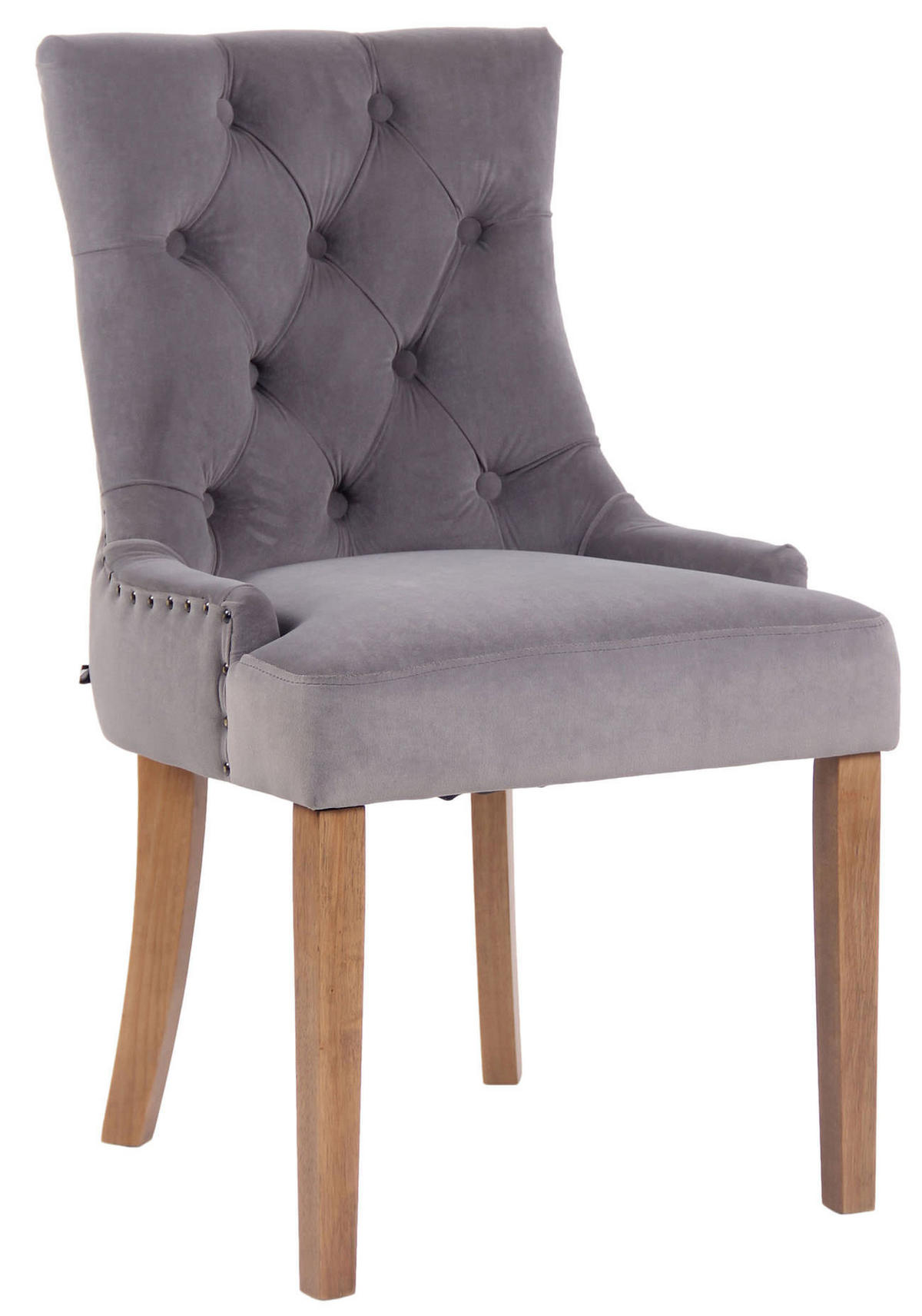 ESSZIMMERSTUHL Aboli Samt, antik-hell Grau - Hellbraun/Grau, Holz/Textil (55/92/58cm) - TPFLiving