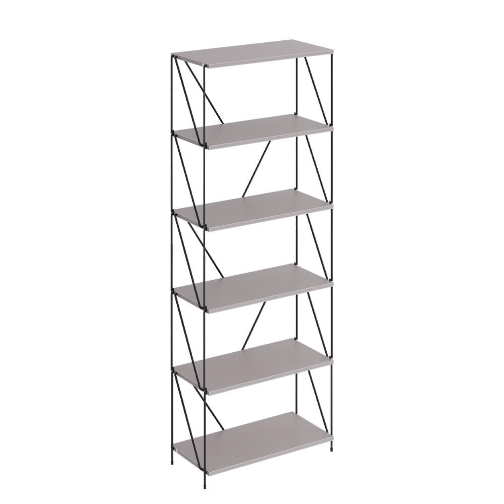 BÜCHERREGAL Ravix Greige/Schwarz 60 x 166.5 cm - Schwarz/Grau, Holzwerkstoff (60/166.5/30cm) - Vicco