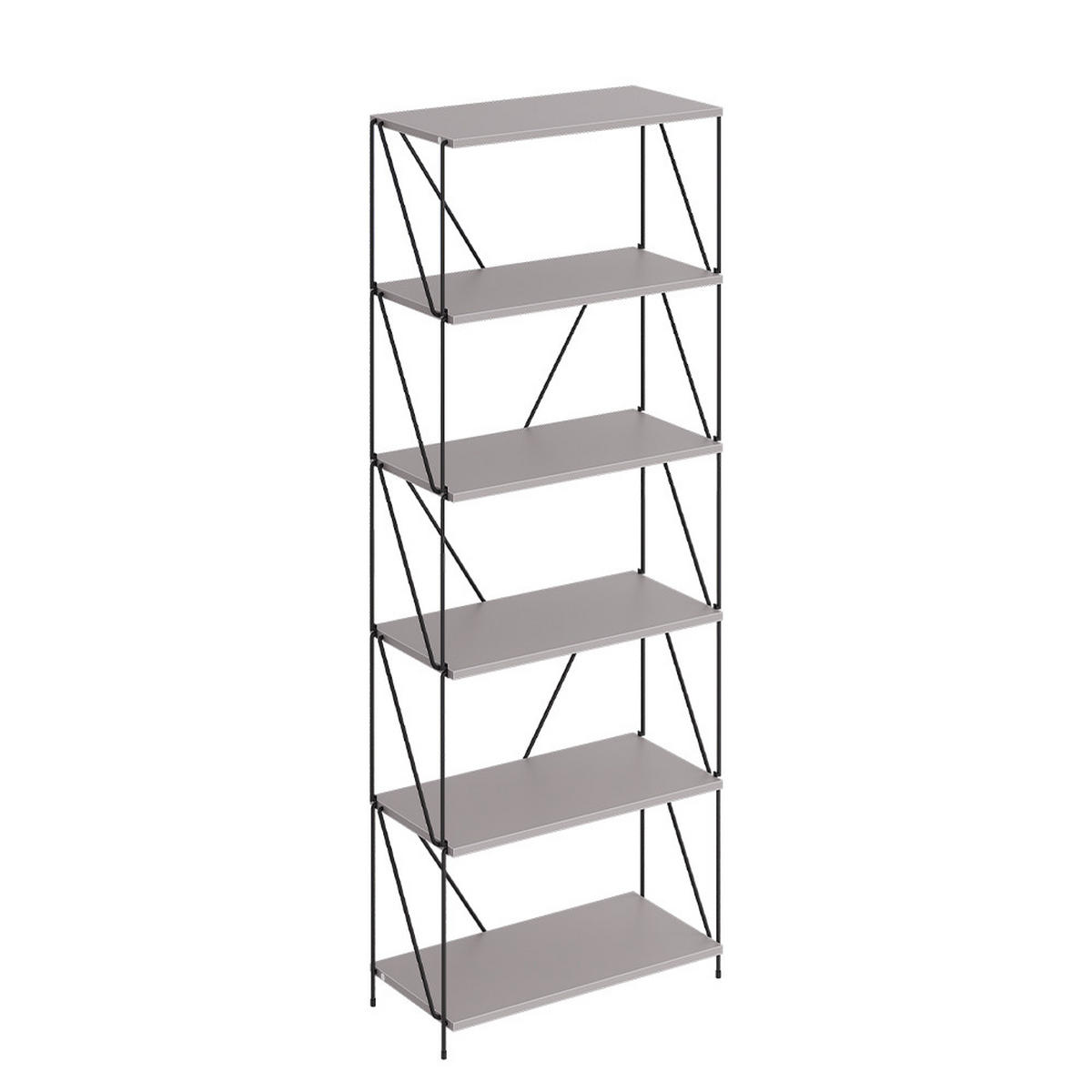 BÜCHERREGAL Ravix Greige/Schwarz 60 x 166.5 cm - Schwarz/Grau, Holzwerkstoff (60/166.5/30cm) - Vicco