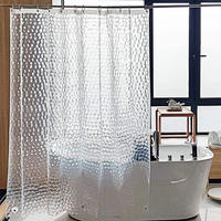 DUSCHVORHANG EVA 3D halbdurchsichtig schimmelresistent waschbar wasserdicht antibakteriell mit Haken - Transparent, Kunststoff (180/200cm) - MCBOSON