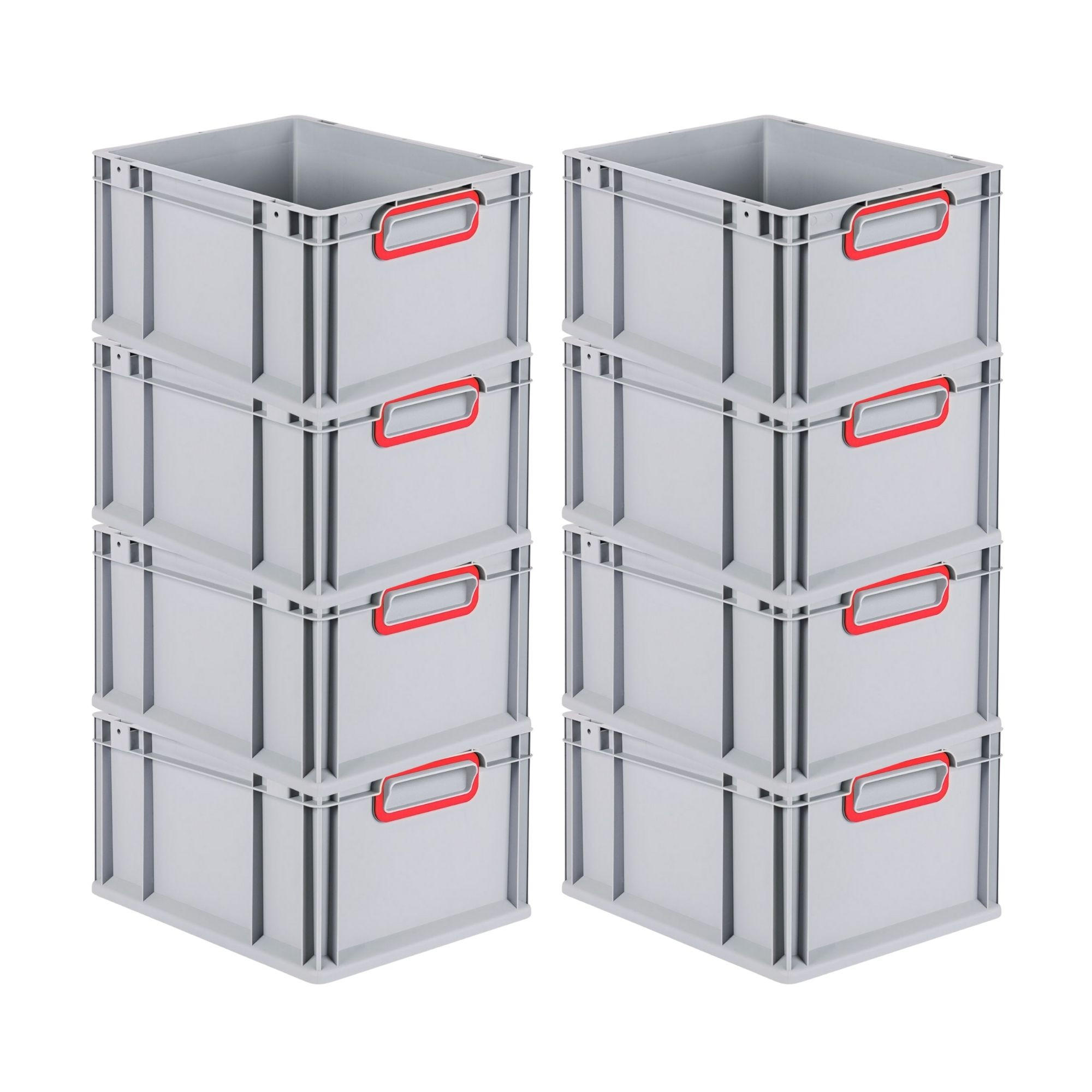 EUROBOX 8x Nextgen Color 22x30x40cm 20 Liter Griffe Rot Geschlossen - Rot, Kunststoff (30/22/40cm) - PROREGAL