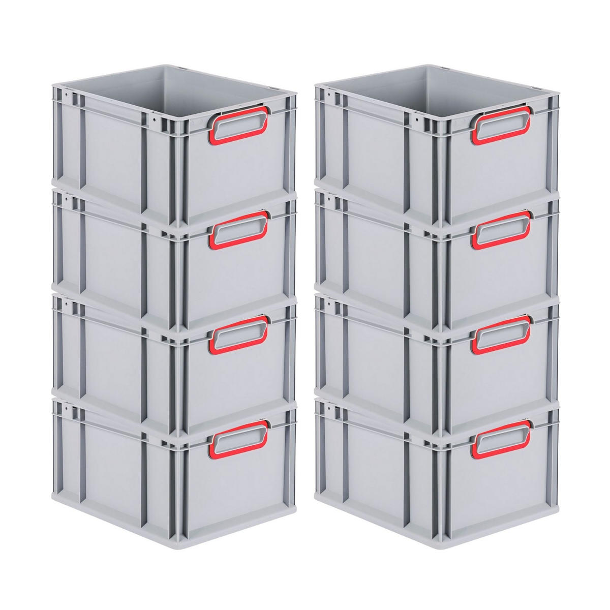 EUROBOX 8x Nextgen Color 22x30x40cm 20 Liter Griffe Rot Geschlossen - Rot, Kunststoff (30/22/40cm) - PROREGAL