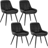ESSZIMMERSTUHL 4er-Set, Polsterstuhl, Kunstleder, Schwarz - Schwarz, Textil/Metall (52.5/81.5/62cm) - Woltu