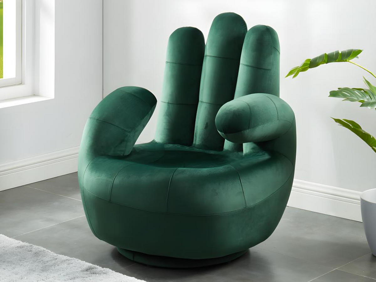 FINGERSESSEL drehbar - Samt - Tannengrün - CATCHY - Grün, Textil (78/89/82cm) - Vente-Unique
