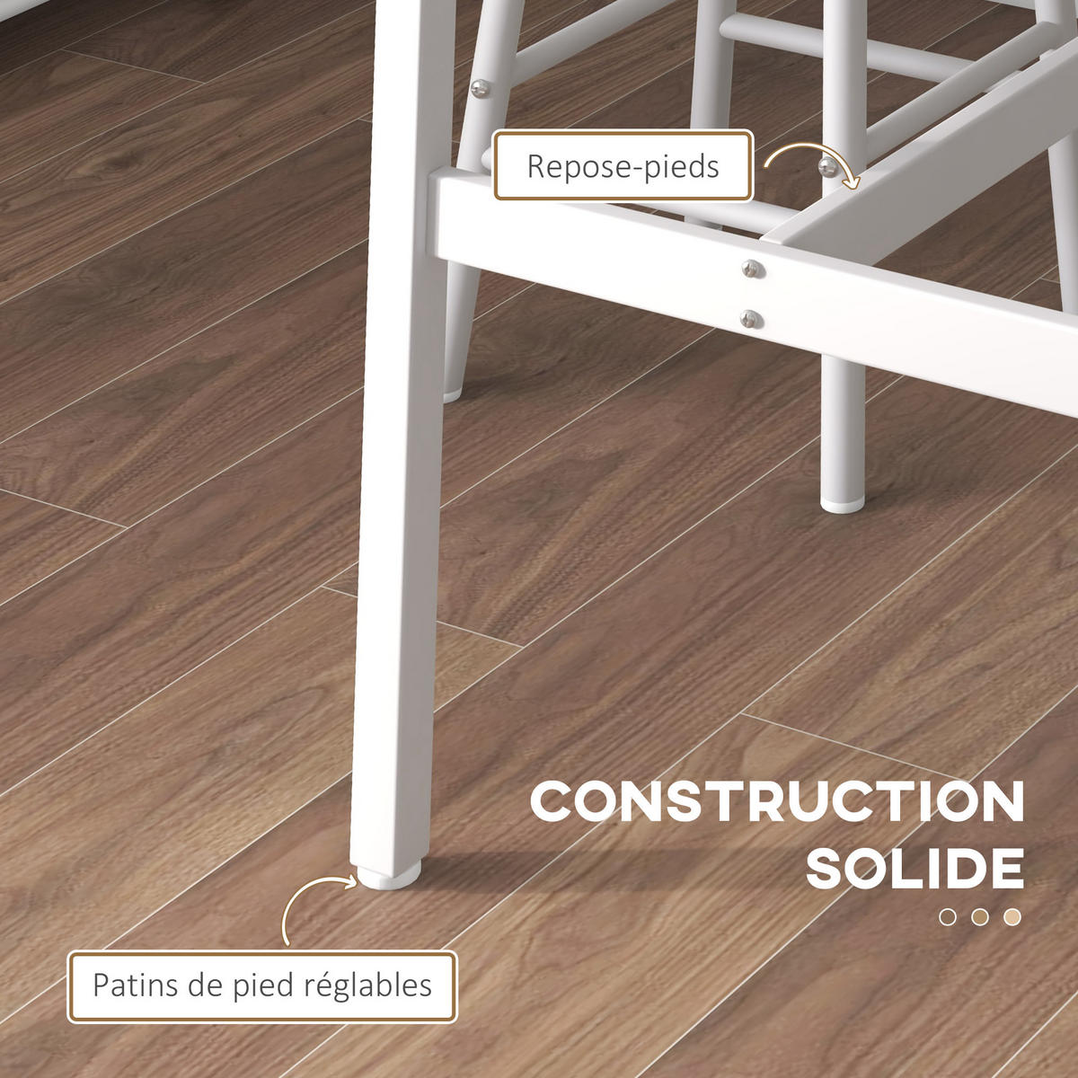BARTISCH-SET DE-14727 2 Hocker mit Fußstütze Holzoptik/Weiß - Eichefarben, Holzwerkstoff (105/40/90cm) - ComfortXL
