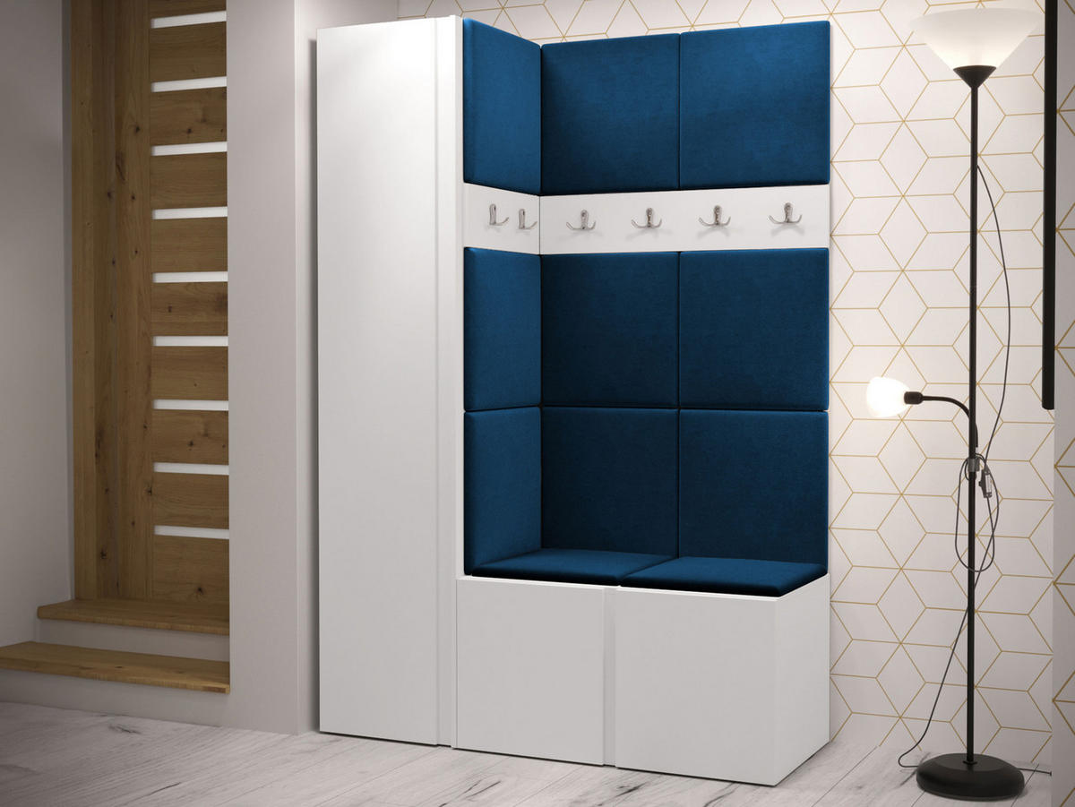 GARDEROBEN-SET Orion IX - Blau/Weiß, Holzwerkstoff/Kunststoff (124/186/46cm) - MIRJAN24