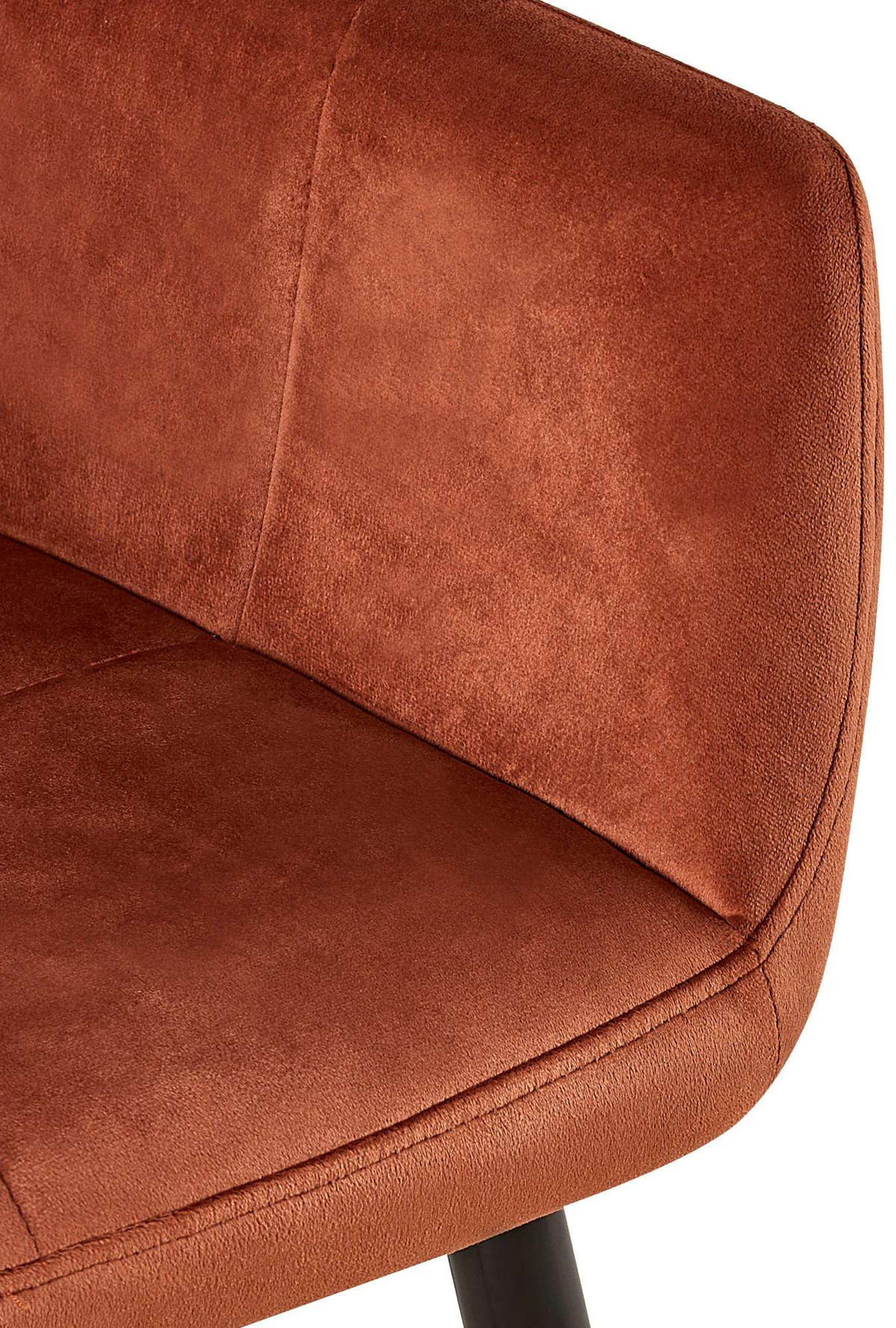 ARMLEHNENSTUHL Samt braun - Schwarz/Braun, Textil/Metall (56.5/84/61cm) - CLP