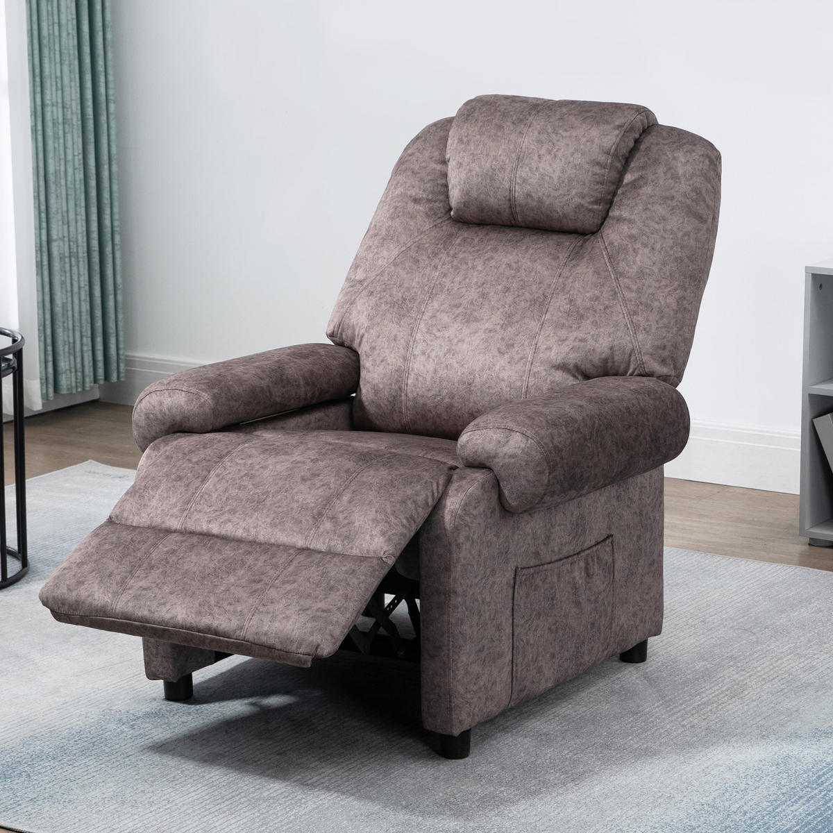 RELAXSESSEL, Manuell verstellbar, Samtbezug, Zusatzpolsterung, bequem, Braun - Multicolor, Holzwerkstoff (88/108/91cm) - FORIOUS