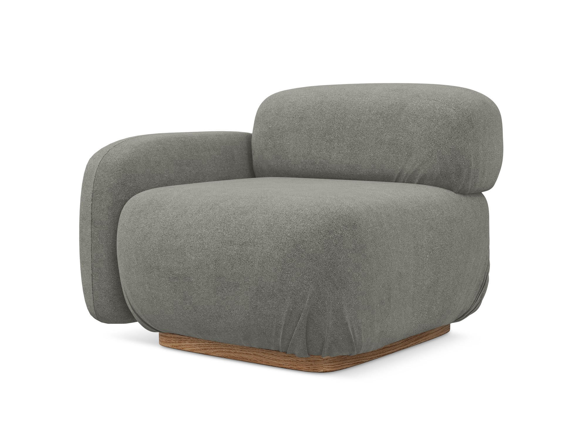 SOFAELEMENT Links Bouclé Stoff Beige - Greige/Beige, Holz/Textil (95/73/95cm) - Makamii